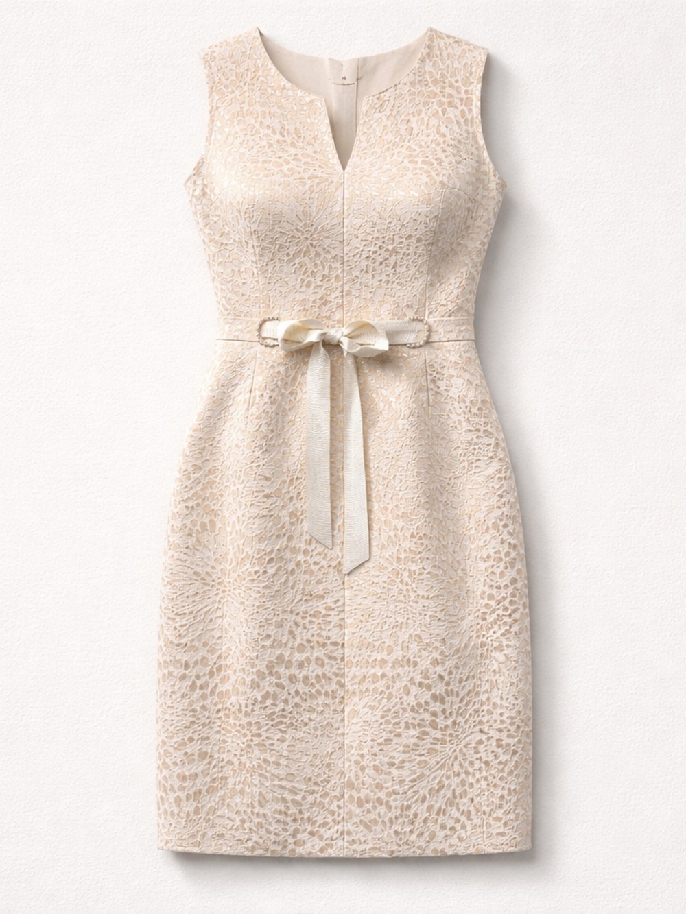 Jessica Howard Dress 8 Petite Elegant Cream Gold Sheath Dress